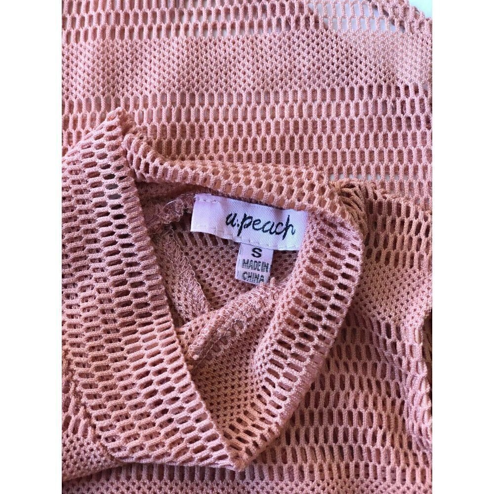 A. Peach Womens Dusty Pink Mesh Bodysuit S - Picture 4 of 7